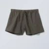 Wide Washed Pull-On Shorts – Dark Mole Wide Washed Pull-On Shorts – Dark Mole