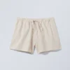 Wide Washed Pull-On Shorts – Light Beige Wide Washed Pull-On Shorts – Light Beige