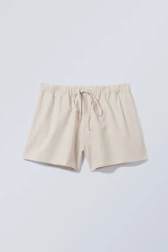 Wide Washed Pull-On Shorts – Light Beige