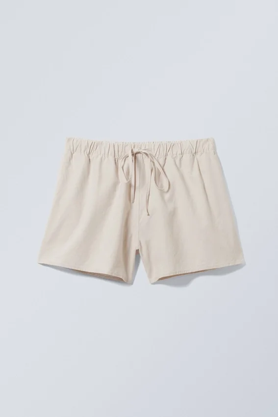 Wide Washed Pull-On Shorts – Light Beige Wide Washed Pull-On Shorts – Light Beige