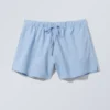 Wide Washed Pull-On Shorts – Light Blue Wide Washed Pull-On Shorts – Light Blue