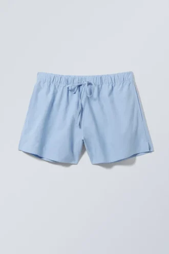 Wide Washed Pull-On Shorts – Light Blue