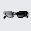 Winged Cat-Eye Sunglasses – Black – Black Lenses