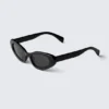 Winged Cat-Eye Sunglasses – Black – Black Lenses