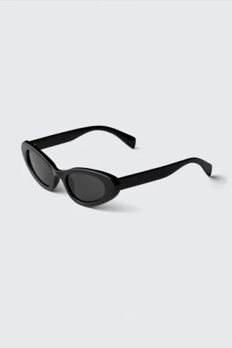 Winged Cat-Eye Sunglasses – Black – Black Lenses