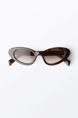 Winged Cat-Eye Sunglasses – Tortoise – Red Tinted Lenses