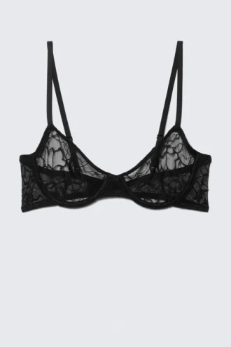 Wired Swirly Lace Bra – Black