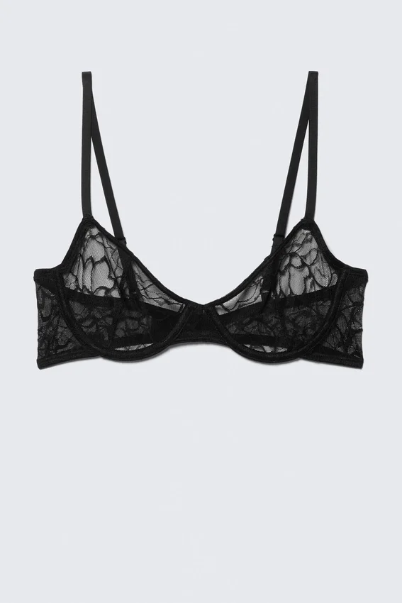 Wired Swirly Lace Bra – Black Wired Swirly Lace Bra – Black
