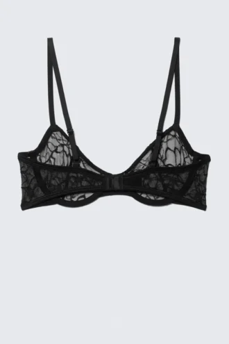 Wired Swirly Lace Bra – Black