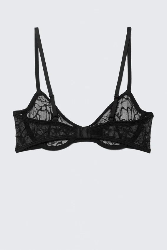 Wired Swirly Lace Bra – Black Wired Swirly Lace Bra – Black