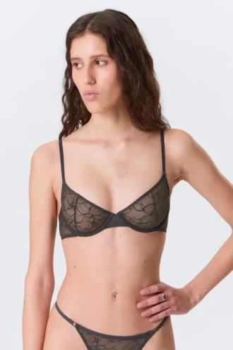 Wired Swirly Lace Bra – Dark Grey