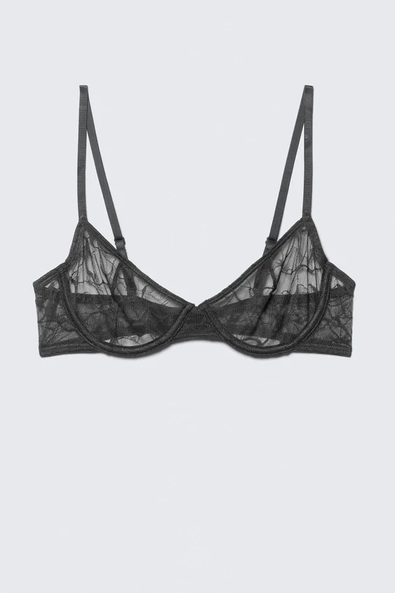 Wired Swirly Lace Bra – Dark Grey Wired Swirly Lace Bra – Dark Grey