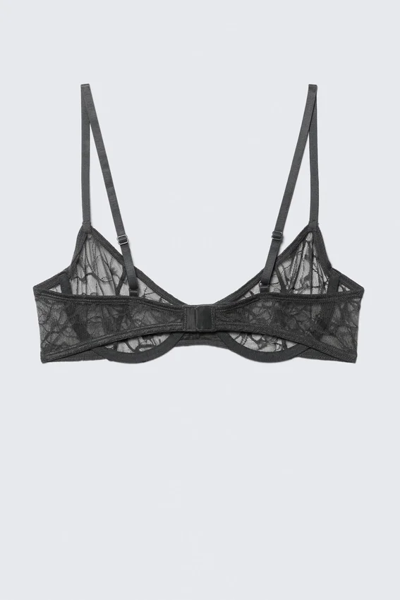 Wired Swirly Lace Bra – Dark Grey Wired Swirly Lace Bra – Dark Grey