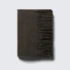 Wool Blend Fringe-Edge Blanket Scarf – Dark Grey Check Wool Blend Fringe-Edge Blanket Scarf – Dark Grey Check