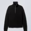 Wool-Blend Half-Zip Turtleneck Sweater – Black Wool-Blend Half-Zip Turtleneck Sweater – Black