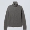 Wool-Blend Half-Zip Turtleneck Sweater – Dark Grey Wool-Blend Half-Zip Turtleneck Sweater – Dark Grey