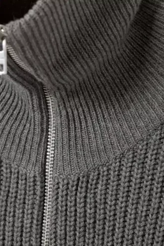 Wool-Blend Half-Zip Turtleneck Sweater – Dark Grey