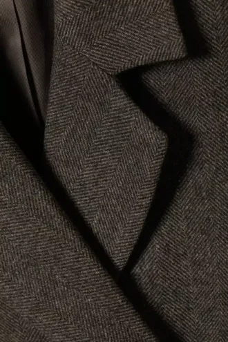 Wool-Blend Herringbone Blazer – Brown/Grey