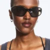 Wrap-Around Sunglasses – Black – Black Lenses