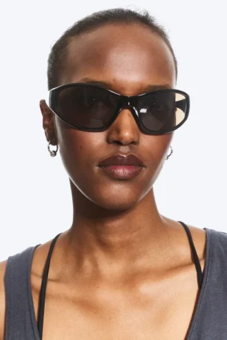 Wrap-Around Sunglasses – Black – Black Lenses