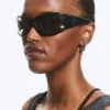 Wrap-Around Sunglasses – Black – Black Lenses