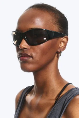 Wrap-Around Sunglasses – Black – Black Lenses