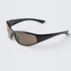Wrap-Around Sunglasses – Black – Black Lenses