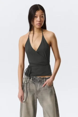Wrap Halter Top – Dark Grey