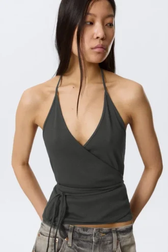 Wrap Halter Top – Dark Grey