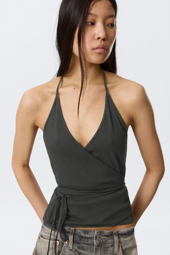 Wrap Halter Top – Dark Grey Wrap Halter Top – Dark Grey