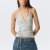 Wrap Halter Top – Grey Melange Wrap Halter Top – Grey Melange