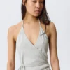 Wrap Halter Top – Grey Melange Wrap Halter Top – Grey Melange