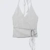 Wrap Halter Top – Grey Melange Wrap Halter Top – Grey Melange