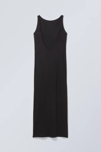 Yael Open Back Dress – Black