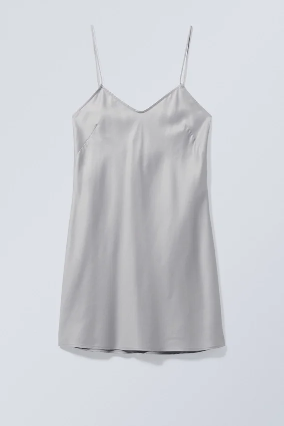 Yui Mini Slip Dress – Light Dusty Grey Yui Mini Slip Dress – Light Dusty Grey