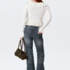 Yulia B Frilled Knitted V-Neck Cardigan – White Yulia B Frilled Knitted V-Neck Cardigan – White