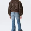 Yulia B Loose Nylon Bomber Jacket – Dark Brown