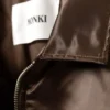 Yulia B Loose Nylon Bomber Jacket – Dark Brown