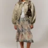 Yulia B Loose Nylon Bomber Jacket – Light Khaki Green Yulia B Loose Nylon Bomber Jacket – Light Khaki Green
