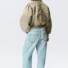 Yulia B Loose Nylon Bomber Jacket – Light Khaki Green Yulia B Loose Nylon Bomber Jacket – Light Khaki Green