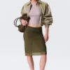 Yulia B Mesh Rhinestone Midi Skirt – Khaki Green – Rhinestones Yulia B Mesh Rhinestone Midi Skirt – Khaki Green – Rhinestones