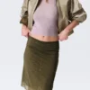 Yulia B Mesh Rhinestone Midi Skirt – Khaki Green – Rhinestones Yulia B Mesh Rhinestone Midi Skirt – Khaki Green – Rhinestones