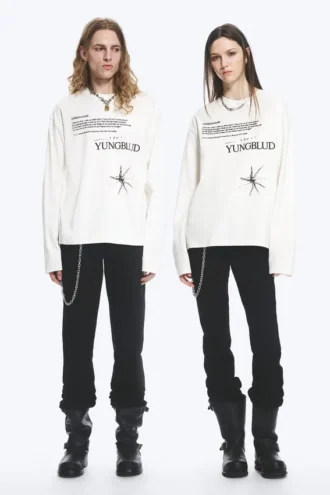 Yungblud Boxy Printed Long-Sleeved Tee – Off-White