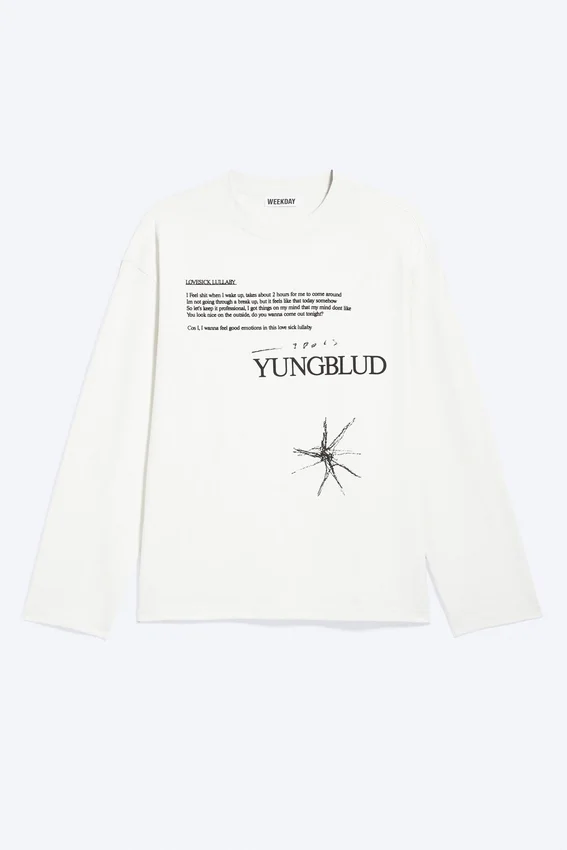 Yungblud Boxy Printed Long-Sleeved Tee – Off-White Yungblud Boxy Printed Long-Sleeved Tee – Off-White