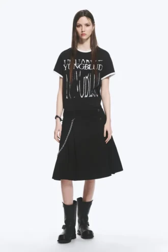 Yungblud Mid Rise Denim Kilt – Black
