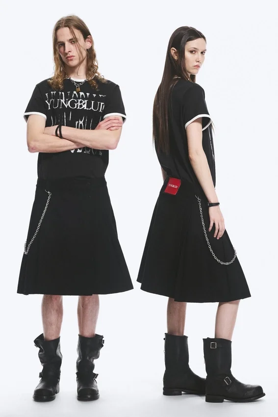 Yungblud Mid Rise Denim Kilt – Black Yungblud Mid Rise Denim Kilt – Black