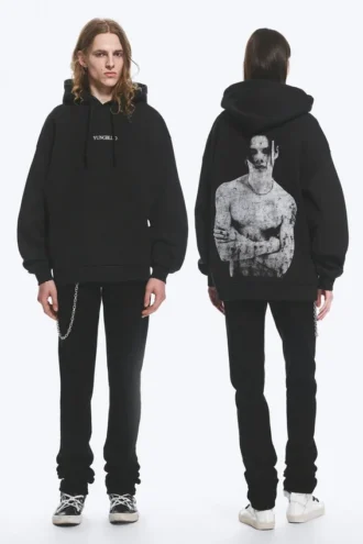 Yungblud Printed Oversized Hoodie – Off-Black