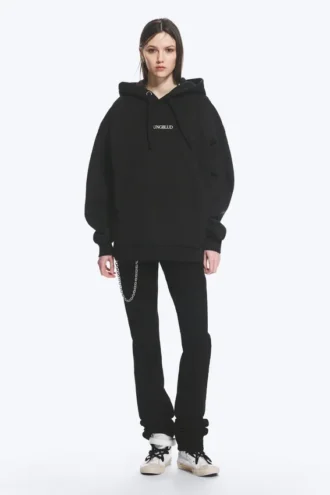 Yungblud Printed Oversized Hoodie – Off-Black