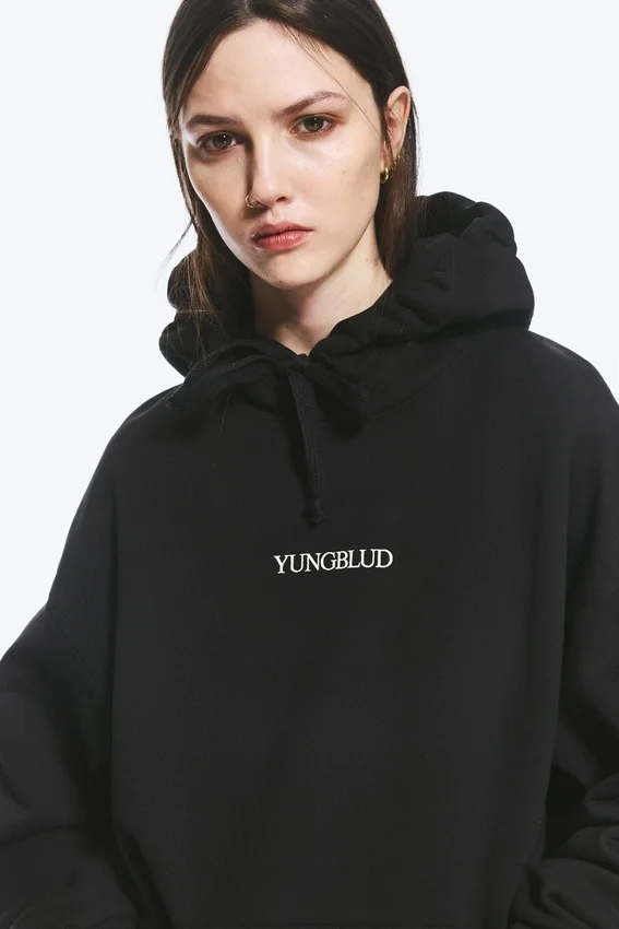 Yungblud Printed Oversized Hoodie – Off-Black Yungblud Printed Oversized Hoodie – Off-Black
