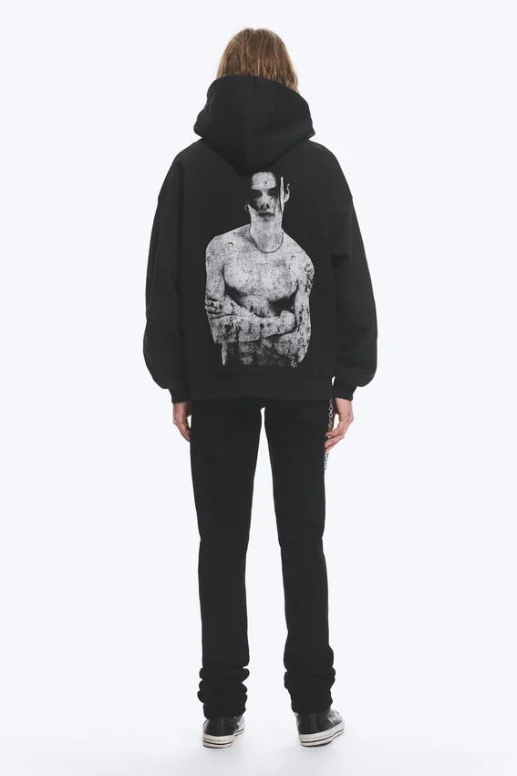Yungblud Printed Oversized Hoodie – Off-Black Yungblud Printed Oversized Hoodie – Off-Black